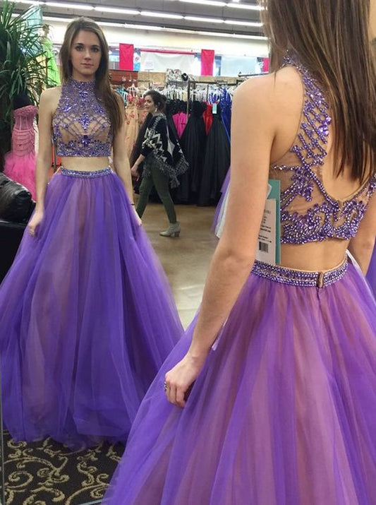 two piece prom dresses,prom ideas, prom collection, purple prom, evening dresses, formal dresses,PD45870