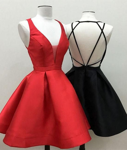 Simple V Neck Homecoming Dress,Backless Party Dress,Gradutaion Dresses,PD45653