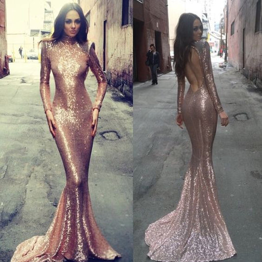 Charming prom Dress,sequin Prom Dresses,Long prom Dress,long sleeves prom dress,Party dress,BD0376