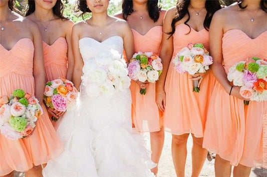 peach bridesmaid dress,short bridesmaid dress,Cheap bridesmaid dress,sweetheart bridesmaid dress,BD1375