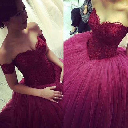 off shoulder prom dress,burgundy Prom Dress,A-line prom dress,gorgeous prom dress,ball gown,BD1351