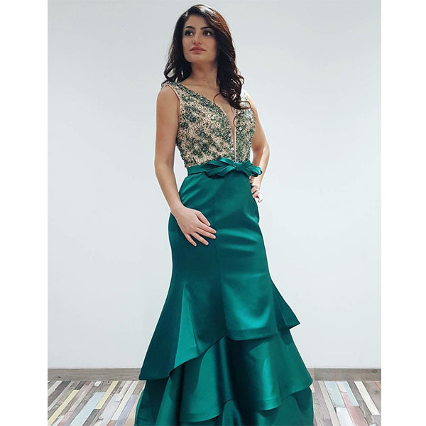 emerged green prom dress,long Prom Dress,formal prom dress,mermaid evening dress,PD912