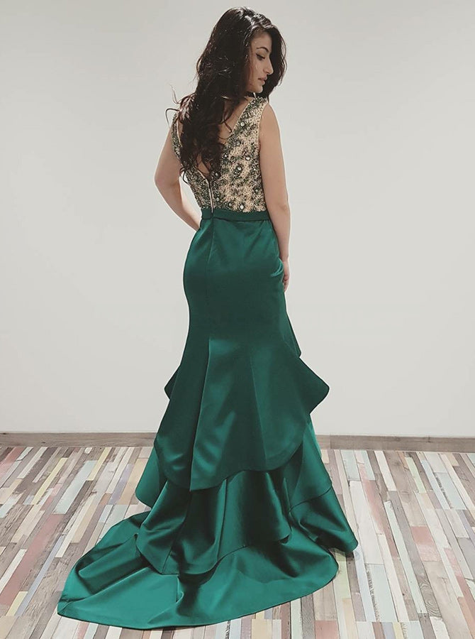 emerged green prom dress,long Prom Dress,formal prom dress,mermaid evening dress,PD912