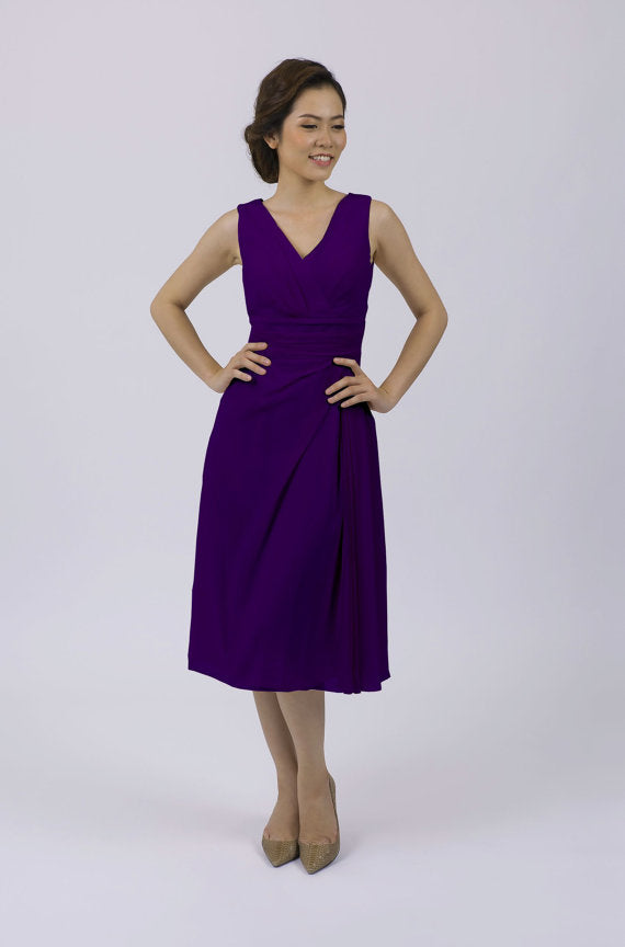 Deep Purple Classic Short Bridesmaid/Prom Dress,BD98018