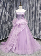 Mint Tulle Long Strapless Ruffles Sweet 16 Prom Dress, BH91216