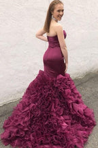 Mermaid Style Prom Dresses with Ruffles Organza Skirt, BH91253