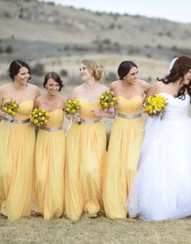 Pretty Long Bridesmaid Dresses,Yellow Long Bridesmaid Dresses,BH91075