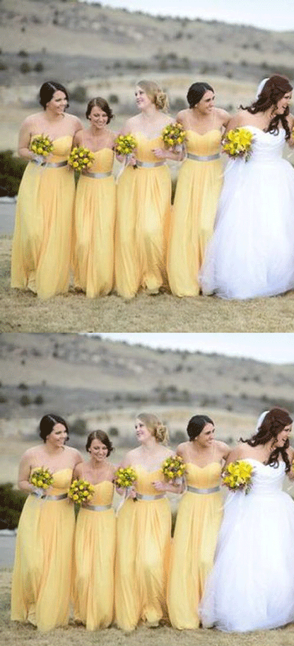 Pretty Long Bridesmaid Dresses,Yellow Long Bridesmaid Dresses,BH91075