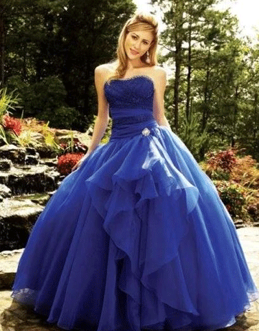 Blue Prom Dress,Long Prom Dress,Tulle Evening Gowns,BH91055