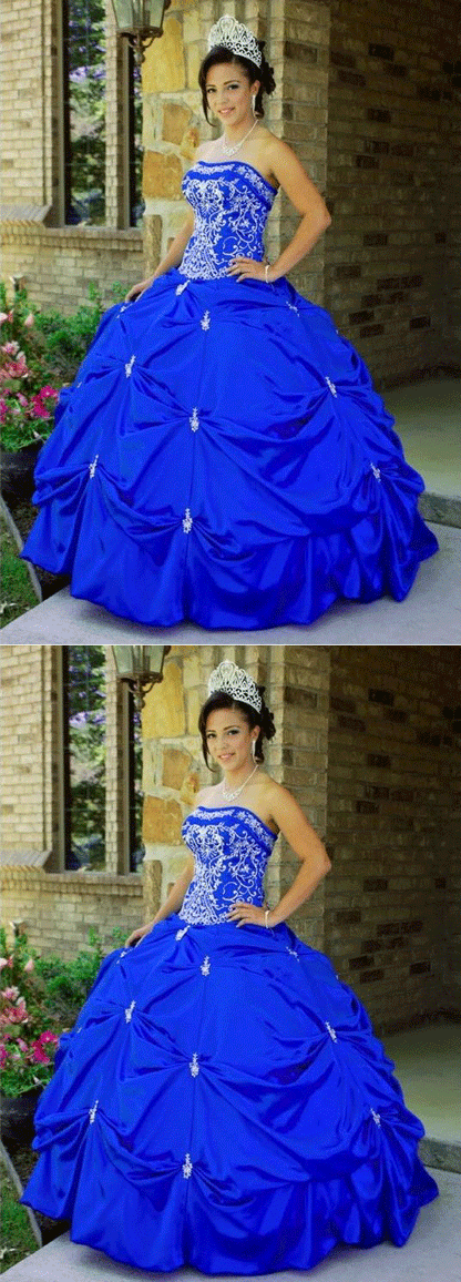 Fluffy Blue Prom Dress,Long Prom Dress,Ball Gowns,BH91056