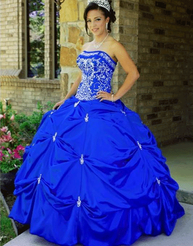 Fluffy Blue Prom Dress,Long Prom Dress,Ball Gowns,BH91056