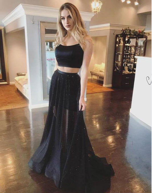 Unique Two Piece Black Prom Dresses,BH91190