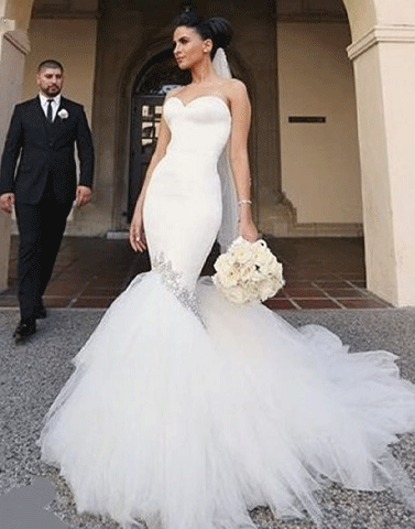 Sweetheart Neckline Mermaid Wedding Dresses With Beading,BH91014