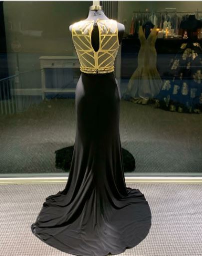 Sleeveless Black Formal Occasion Prom Dress with Slit, BH91259