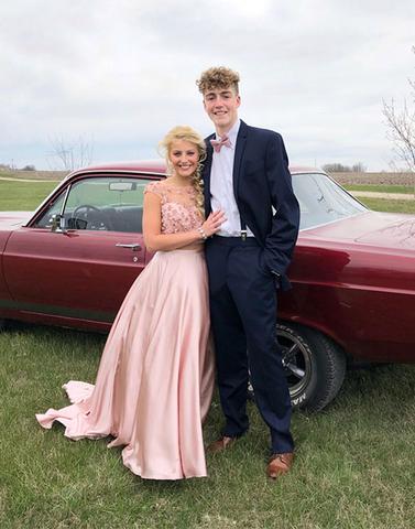 Pink two pieces long prom dress, pink evening dresses,BD39001