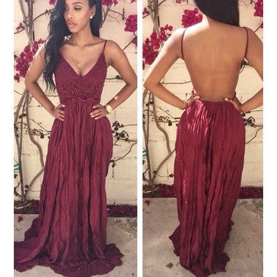 burgundy prom Dress,backless Prom Dress,long prom dress,charming prom dress,evening dress,BD665