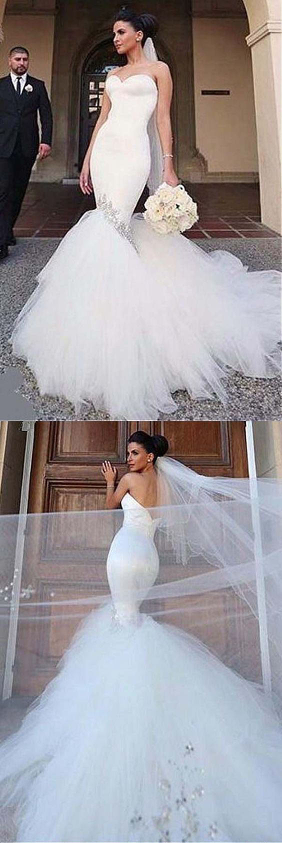 Sweetheart Neckline Mermaid Wedding Dresses With Beading,BH91014