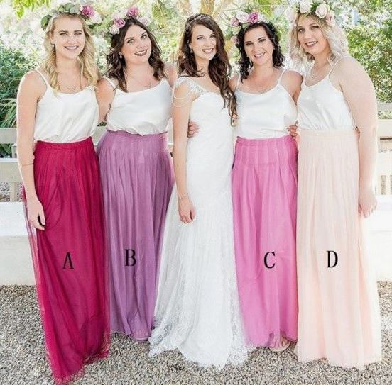 Spaghetti Straps Sleeveless Long Cheap Tulle Bridesmaid Dresses,BH91113