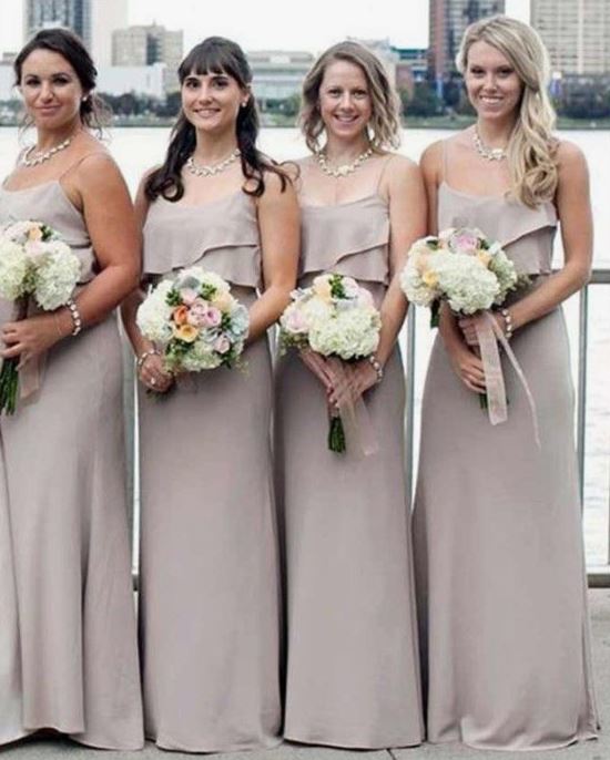 Spaghetti Straps Grey Long Cheap Bridesmaid Dresses,BH91112