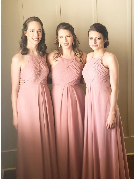 Pink Bridesmaid Dress,Bridesmaid Dress Chiffon,Cheap Bridesmaid Dress,BH91137