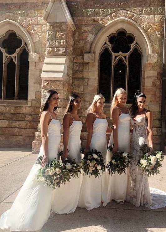 Bridesmaid Dresses White, Cheap Bridesmaid Dresses, Simple Bridesmaid Dresses,BH91135