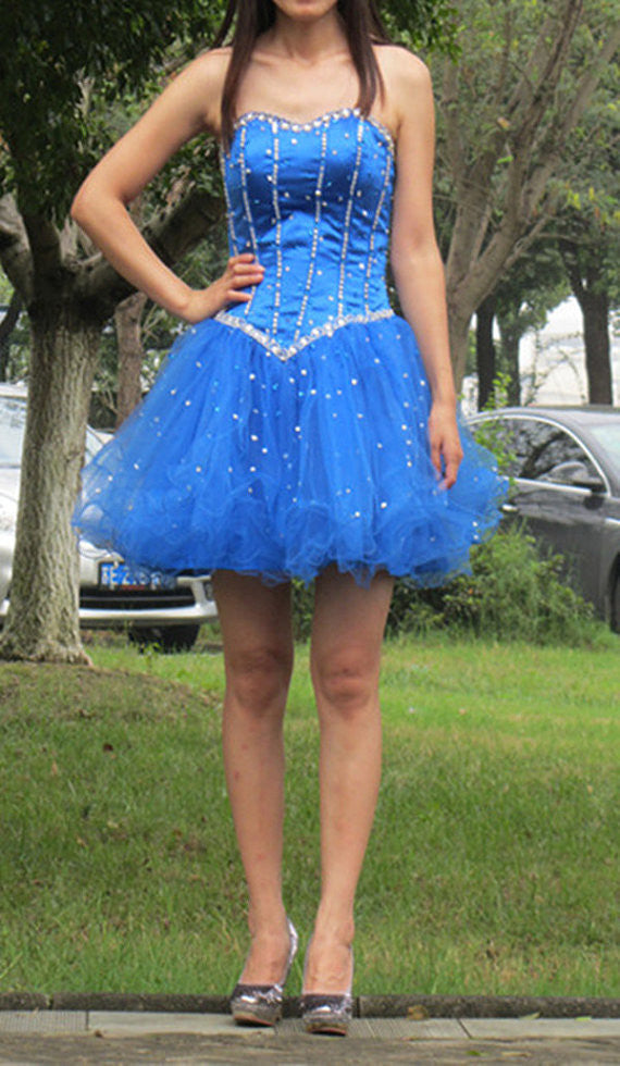 Short prom Dress,Charming Prom Dresses,Blue prom Dress,homecoming dress,Party dress for girls,BD161