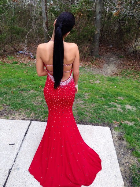 Red Prom Dress, Mermaid Prom Dress, Sexy Prom Dress, Backless Prom Dress, Evening Dress,BD108