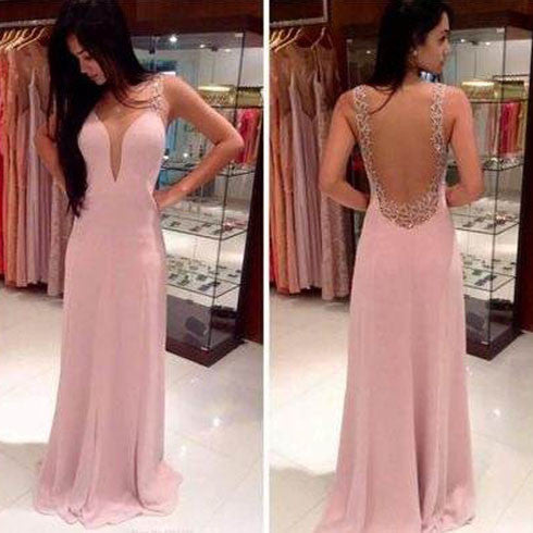 Pink Prom Dresses,Charming Prom Dresses,See through back Prom Dress,Long Prom Dress,Evening Dress,BD139