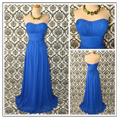 Royal blue Bridesmaid Dress,Long Bridesmaid Dress,Chiffon Bridesmaid Dress,Sweetheart Bridesmaid Dress, BD129