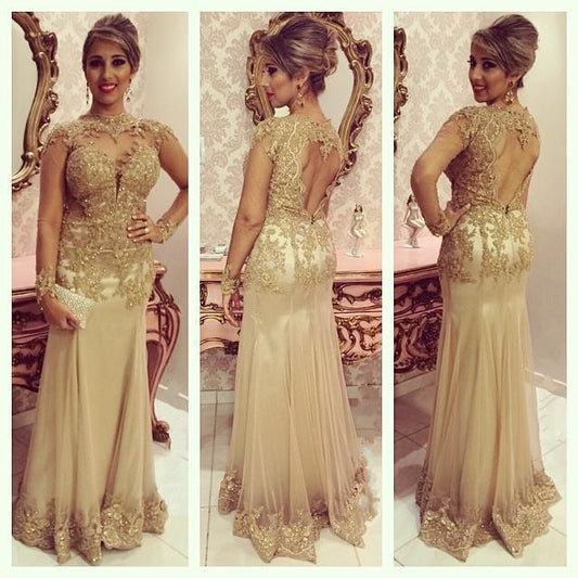 lace prom dress,gold Prom Dress,long prom dress,Charming prom dress,evening dress,BD778