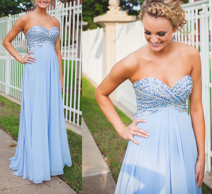 long prom dress,blue Prom Dress,cheap prom dress,strapless prom dress,party dress,BD789