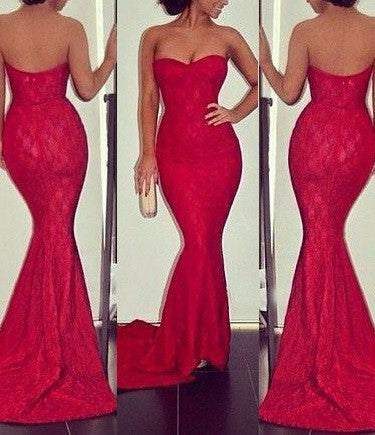 lace prom dress,red Prom Dress,long prom dress,mermaid prom dress,evening dress,BD784