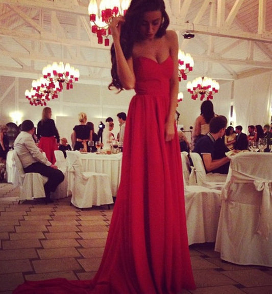 red prom dress,sweetheart Prom Dress,long prom dress,chiffon prom dress,evening dress,BD785