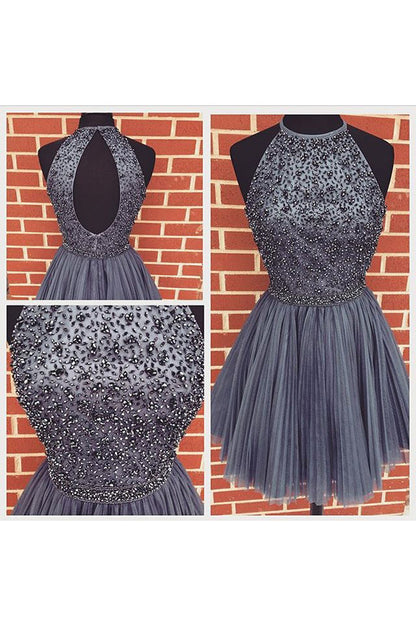 short Homecoming dress,Dress for homecoming,gray Prom Dresses,beading prom dress,party dress,BD402