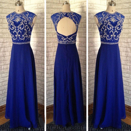 Royal Blue Prom Dresses,Long Prom Dresses,Cheap Prom Dresses,Back Hollow Prom Dresses,BD178