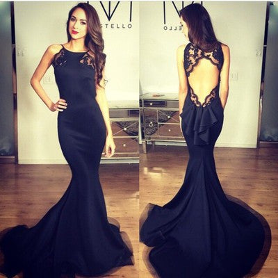 black Prom Dresses,mermaid Prom Dress,backless Prom Dress,long Prom Dress,evening dress,BD1012
