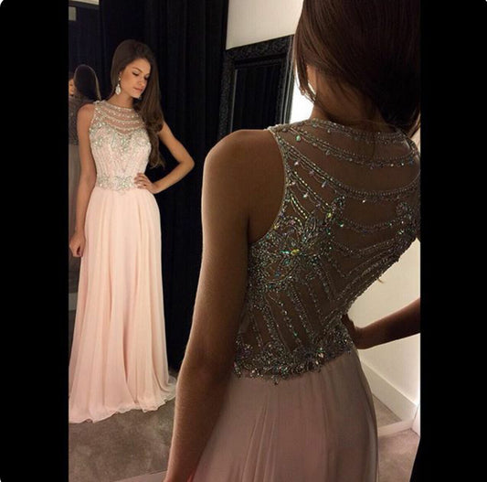 pink prom dress,long Prom Dress,formal evening gown,charming beaded prom gown,BD931