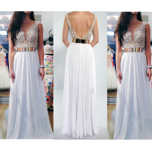 white prom dress,formal Prom Dress,Long evening dress,charming evening gown,BD920