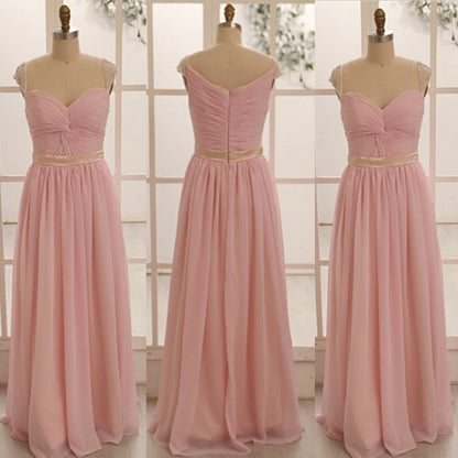 pink bridesmaid dress,long bridesmaid dress,chiffon bridesmaid dress,simple bridesmaid dresses,BD1253