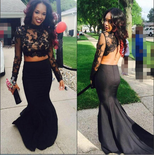 2 Pieces Prom Dresses,Black Prom Dress,Dresses For Prom,Lace Prom Dress,Mermaid Prom Dress,BD151