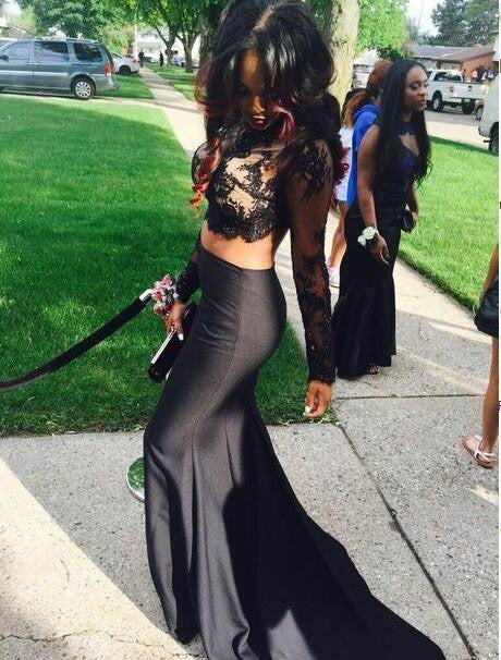 2 Pieces Prom Dresses,Black Prom Dress,Dresses For Prom,Lace Prom Dress,Mermaid Prom Dress,BD151