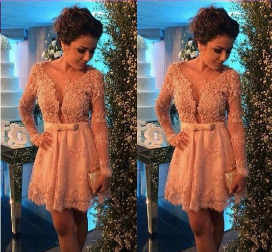 Short prom Dress,Charming Prom Dresses,Long sleeves prom Dress,homecoming dress,Party dress for girls,BD159