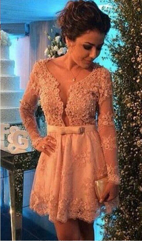 Short prom Dress,Charming Prom Dresses,Long sleeves prom Dress,homecoming dress,Party dress for girls,BD159