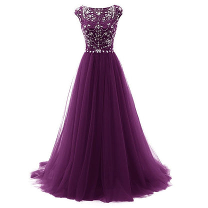 dark purple Evening Dress,tulle Prom Dress,long prom dress,Charming prom dress,BD1401