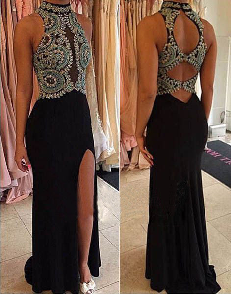 charming prom Dress,black Prom Dresses,Evening Dress,side slit prom dress,Party dress,BD1650