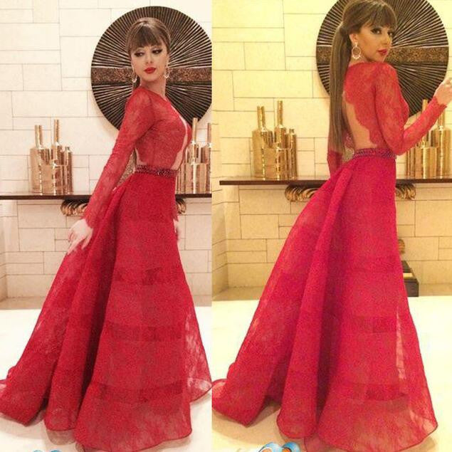 red prom Dress,A-line Prom Dresses,long sleeves prom dress,floor-length prom dress,party dress,BD1663