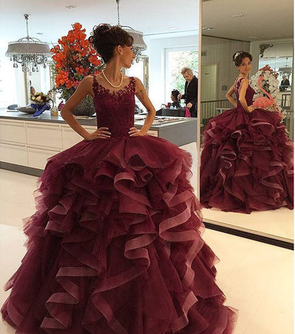 burgundy prom Dress,A-line Prom Dresses,long prom dress,BD1665