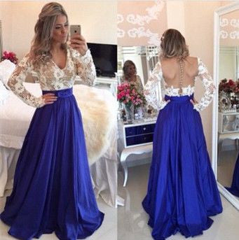 lace prom Dress,long sleeves Prom Dresses,long prom dress,evening dress,charming prom dress,BD1672