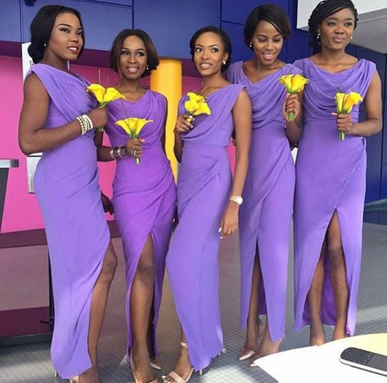 purple bridesmaid dress,long bridesmaid dress,chiffon bridesmaid dress,slit bridesmaid dress,BD1600