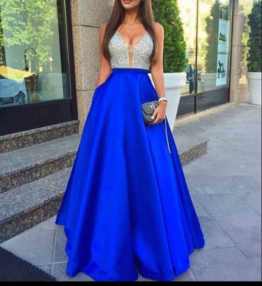 royal blue Prom Dresses,beaded prom dress,charming prom Dress,A-line prom dress,formal evening gown,BD2419